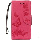 Voor Huawei P20 relif Lite Vintage bloemen vlinder patroon horizontale Flip lederen draagtas met kaartslot & houder & portemonnee & Lanyard (rood)