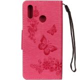 Voor Huawei P20 relif Lite Vintage bloemen vlinder patroon horizontale Flip lederen draagtas met kaartslot & houder & portemonnee & Lanyard (rood)