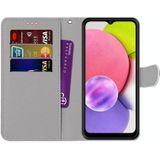 For Samsung Galaxy A03s 166mm Version Coloured Drawing Cross Texture Horizontal Flip Leather Phone Case with Holder & Card Slots & Wallet & Lanyard(Footprint Water Drops)