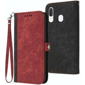 Voor Samsung Galaxy A40 Side Buckle Double Fold Hand Strap Lederen Telefoon Case (Rood)