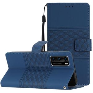 Voor Huawei P40 Diamond Relif Skin Feel Leather Phone Case met Lanyard