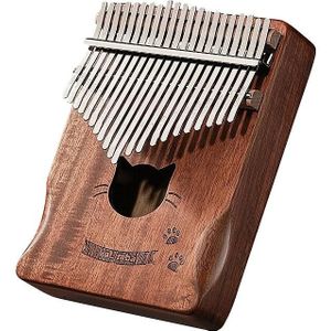 21 Tone Acacia Wood Thumb Piano Kalimba Muziekinstrumenten (Coffee-Cat)