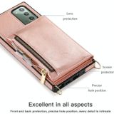 Voor Samsung Galaxy Note20 Square Zipper Wallet Bag TPU+PU Back Cover Case met Holder & Card Slots & Wallet & Cross-body Strap(Zwart)