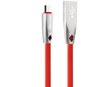 AWEI CL-96 USB naar micro USB Portable Quick Charging TPE + aluminiumlegering data kabel  2A  lengte: 1M (rood)