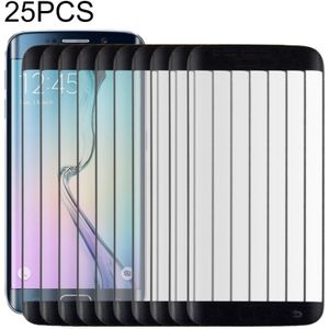 25 stuks voor Galaxy S6 Edge plus/G928 0.3 mm 9H oppervlaktehardheid 3D gebogen oppervlak volledig scherm cover explosieveilige gehard glas film (zwart)