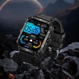 KT71 1 96 inch HD robuust smartwatch met vierkant scherm ondersteunt Bluetooth-oproepen / slaapmonitoring / bloedzuurstofmonitoring (zwart + goud)