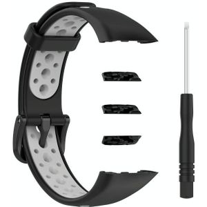 Voor Huawei Band 6 / Honor Band 6 Universele Tweekleurige Ademende Siliconen Vervanging Riem Horlogeband (zwart Grijs)