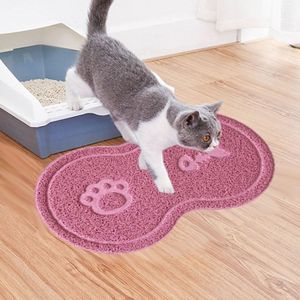 Mooie PVC Cat Litter Mat Acht-vormige Anti-skid Placemat Pet Supplies (Roze)