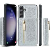 For Samsung Galaxy S23 FE 5G DG.MING M3 Series Glitter Powder Card Bag Leather Case(Silver)
