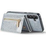 For Samsung Galaxy S23 FE 5G DG.MING M3 Series Glitter Powder Card Bag Leather Case(Silver)