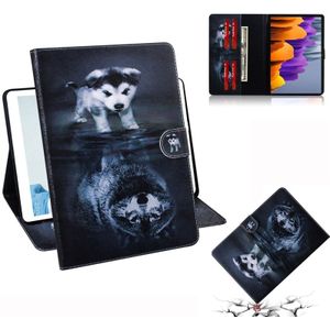 Voor Samsung Galaxy Tab S7 T870 (2020) 3D Gekleurde tekening Horizontale Flip Lederen case met Holder & Card Slot & Wallet(Wolf and Dog)