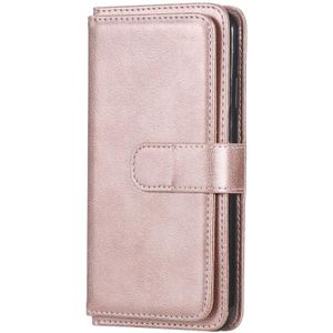 Voor iPhone XS Max Multifunctionele Magnetische Koperen gesp Horizontale Flip Solid Color Lederen case met 10 Card Slots & Wallet & Holder & Photo Frame (Rose Gold)