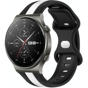 Voor Huawei GT2 Pro 20 mm vlindergesp tweekleurige siliconen horlogeband (zwart + wit)