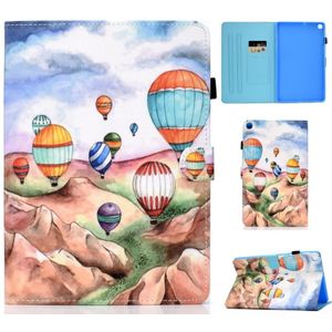 Voor Galaxy Tab S6 Lite Naaideraden horizontaal beschilderde platte leren behuizing met Pen Cover & Anti Skid Strip & Card Slot & Holder(Balloon)