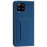Voor Samsung Galaxy A42 Sterke Magnetisme Liquid Feel Horizontale Flip Lederen case met Holder & Card Slots & Wallet(Blauw)