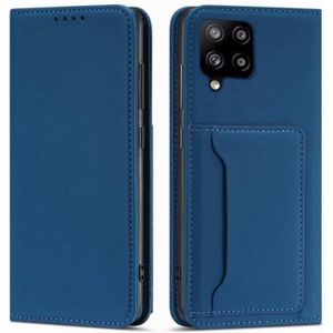 Voor Samsung Galaxy A42 Sterke Magnetisme Liquid Feel Horizontale Flip Lederen case met Holder & Card Slots & Wallet(Blauw)