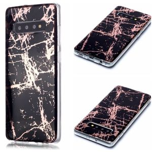 Voor Galaxy S10+ Plating Marble Pattern Soft TPU Protective Case (Black Gold)