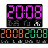 Groot display Led digitale klok 5 modi Helderheid Instelbare temperatuur Mute elektronische klok (Western Red Double Color)