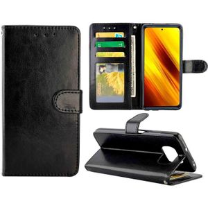 Voor Xiaomi Poco X3 NFC Crazy Horse Texture Leather Horizontale Flip Beschermhoes met Houder & Card Slots & Wallet & Photo Frame(Zwart)