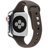 Voor Apple Watch 5 & 4 44mm / 3 & 2 & 1 42mm Thin Siliconen Double Buckle Replacement Wrist Strap(Cocoa)