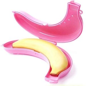 2 PC'S cute 3 kleuren fruit banaan beschermer vak lunch container opbergdoos voor kinderen (roze)