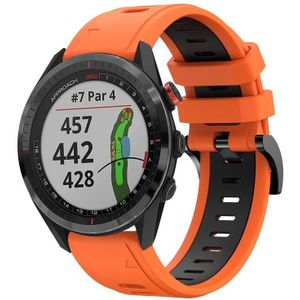 Voor Garmin Approach S62 22 mm tweekleurige sport siliconen horlogeband (oranje + zwart)