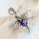 Insect Series S925 Zilveren Kleine Hang armband accessoires gepersonaliseerde Dragonfly Inlaid Hanger