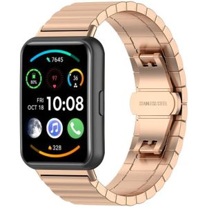 Voor Huawei Watch Fit 2 One-kraal metalen roestvrijstalen horlogeband (rosgoud)