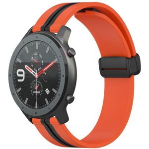 Voor Amazfit GTR 47 mm 22 mm opvouwbare magnetische sluiting siliconen horlogeband (oranje + zwart)