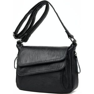 Zomer lederen luxe handtassen vrouwelijke schouder Messenger Bag (zwart)