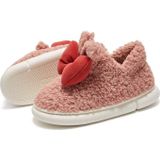 Winter Indoor Dik-Soled Konijn Oor Bowknot Warme Katoen Slippers  Grootte: 38-39 (Pink)