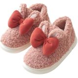 Winter Indoor Dik-Soled Konijn Oor Bowknot Warme Katoen Slippers  Grootte: 38-39 (Pink)