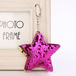 2 PC'S cute Chaveiro Star sleutelhanger glitter pompom pailletten sleutelhanger giften voor vrouwen Llaveros mujer auto tas accessoires sleutelhanger (magenta)