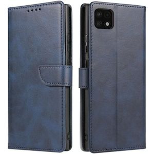 For Samsung Galaxy A22 5G Calf Texture Buckle Horizontal Flip Leather Case with Holder & Card Slots & Wallet(Blue)