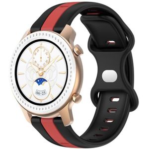 Voor Amazfit GTR 42 mm 20 mm vlindergesp tweekleurige siliconen horlogeband (zwart + rood)