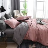 Bedding Set Solid Plaid Side Bed Dekbed dekbedblad set  grootte: 135 * 200cm (1xPillowcase  1xQuilt)(Zwart)