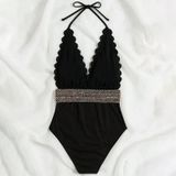 Vrouw sexy effen kleur hoge taille tweedelig bikinibadpak  maat: S (stijl 4)