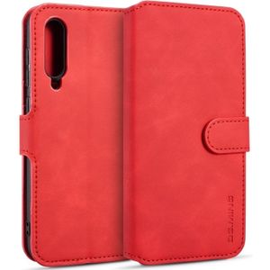 Dg. MING retro olie kant horizontale flip case voor Galaxy A50  met houder & kaartsleuven & portemonnee (rood)