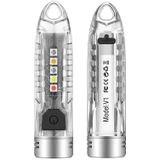 V1 Sleutelhanger Lantaarn Mini Light Zaklamp Multifunctionele Outdoor Home Zaklamp (Transparant Wit)