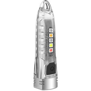 V1 Sleutelhanger Lantaarn Mini Light Zaklamp Multifunctionele Outdoor Home Zaklamp (Transparant Wit)