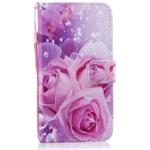 Rose patroon horizontale Flip lederen case voor Galaxy A10  met houder & kaartsleuven & portemonnee