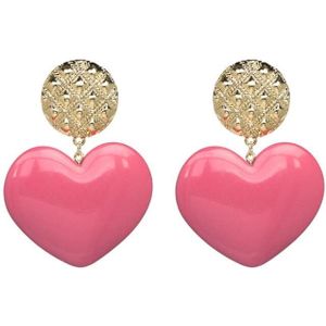Perzik hart oorbellen Retro serie acryl Stud Earrings voor vrouwen (rood roze)