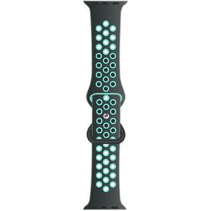 Butterfly Gesp Dual-Tone Liquid Silicone Vervanging Horlogeband voor Apple Watch Series 6 & SE & 5 & 4 44mm / 3 & 2 & 1 42mm (grijs + groenblauw)