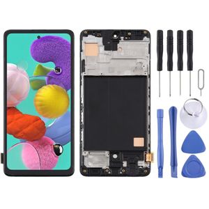 TFT Materiaal LCD-scherm en Digitizer Volledige montage met frame voor Samsung Galaxy A51 (Zwart)