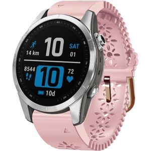 Voor Garmin Fenix 7S 20 mm dames siliconen horlogeband met veterpons