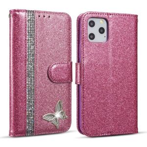 Glitter poeder vlinder lederen telefoonhoesje voor iPhone 11 Pro