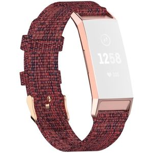 Voor Fitbit Charge 4 / Charge 3 / Charge3 SE Gevlochten nylon band plastic kop  maat: Gratis maat (rood)