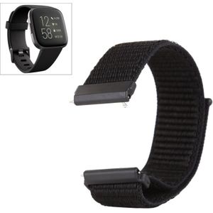 Voor Fitbit Versa / Versa 2 Nylon Watchband met Haak en Loop Fastener (Zwart)