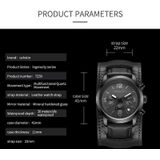 Ochstin 7230 Multifunctioneel zakelijk lederen polspols waterdicht quartz horloge (zwart + grijs)