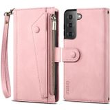 Voor Samsung Galaxy S22 + 5G Retro Frosted Horizontale Flip Lederen Telefoonhoesje Met Houder & Card Slot & Portemonnee & Rits Pocket & Lanyard (Rose Gold)